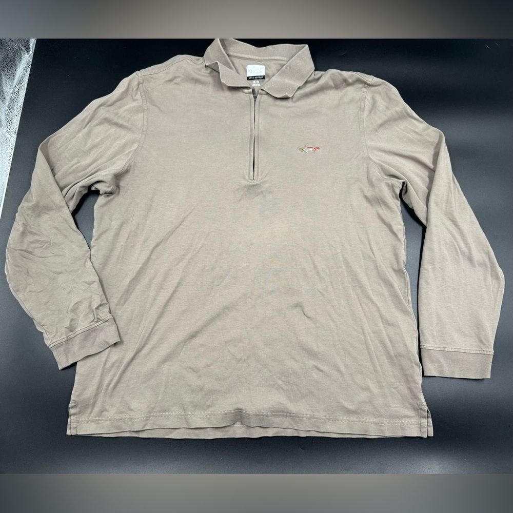 Greg Norman Performance Long Sleeve Polo 1/4 Zip Pullover Sweatshirt XL Tan